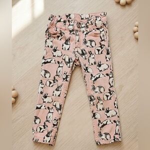 H&M Girls Pink Bunny Print Pants - Size 18-24